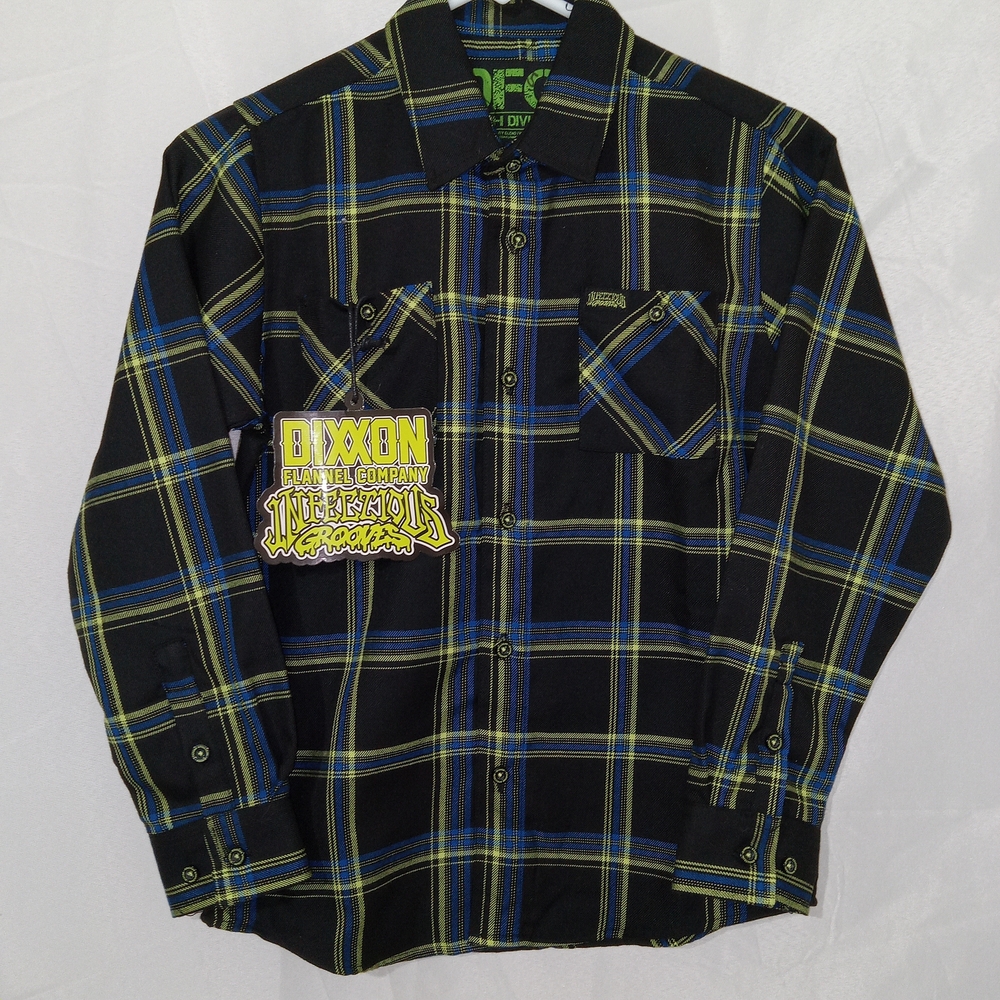 Dixxon Flannel Co Infectious Grooves Ltd Edition Boys M Plaid Flannel Shirt NEW